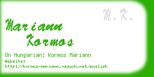 mariann kormos business card